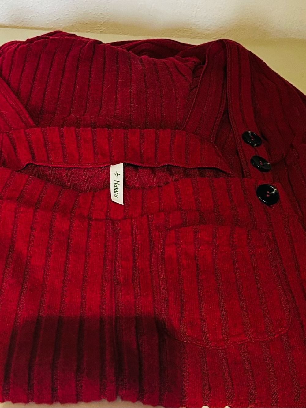 HALARA Red Ribbed Wide-Leg Jumpsuit - Picture 9 of 9